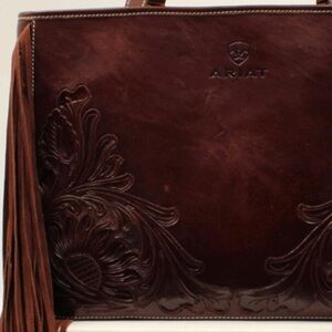 Ariat Rich Brown Floral Leather Women Tote bag